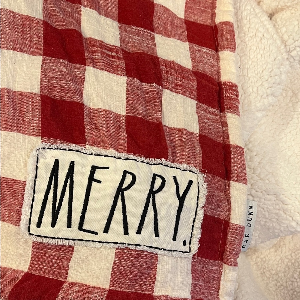 Rae Dunn Red and Cream Checkered Throw